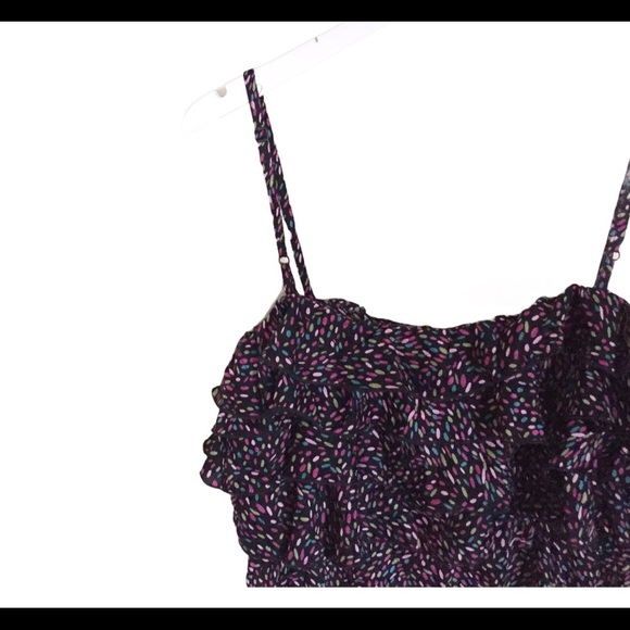 NWT STUDIO SPA Confetti Print Sleeveless Dress W Tiered Ruffle Overlay Black L - Picture 5 of 12